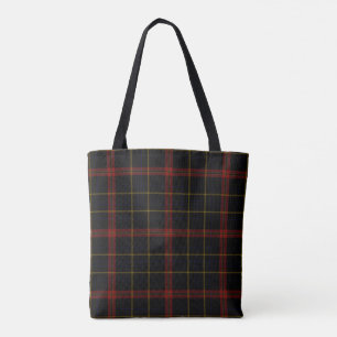 Black Red Yellow Gold Tartan Plaid Tote Bag