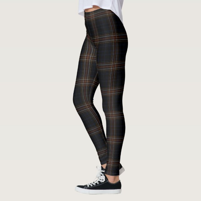 Black Red Yellow Large Tartan Plaid Leggings (Left)