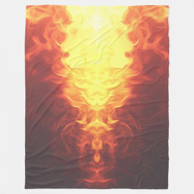 Black Red Yellow Ombre Flames Fleece Blanket (Front)