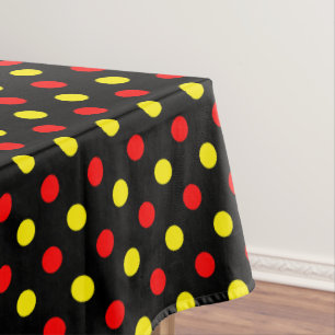 Black Red Yellow Polka Dots Design Tablecloth