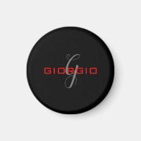 Black Red Your Name Initial Monogram Modern
