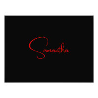 Black Red Your Name Minimalist Modern Calligraphy