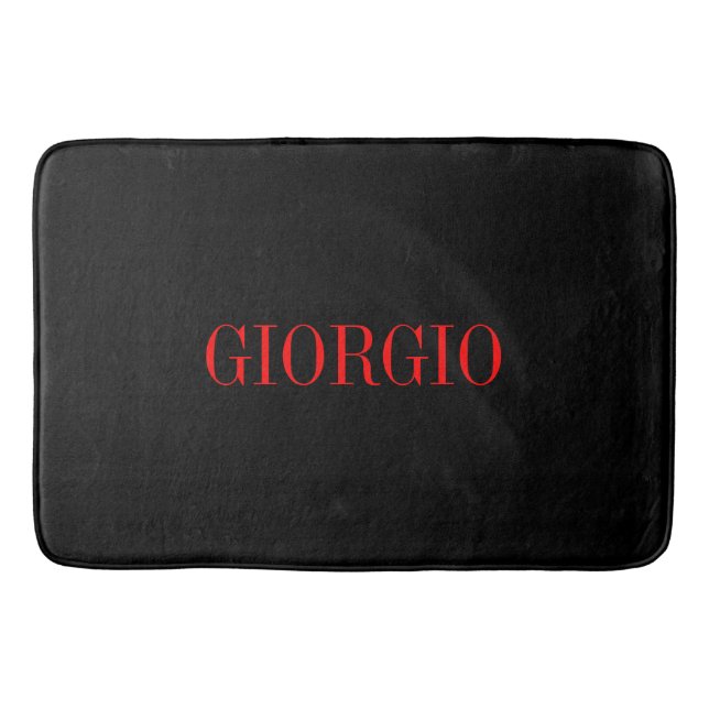 Black Red Your Name Minimalist Personal Modern Bath Mat (Front)