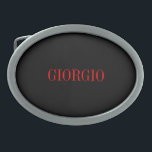 Black Red Your Name Minimalist Personal Modern Belt Buckle<br><div class="desc">Modern Professional Simple Design.</div>