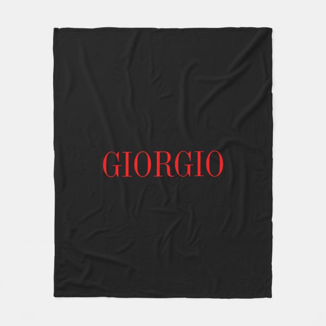 Black Red Your Name Minimalist Personal Modern Fleece Blanket (Front)