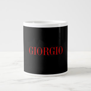 Black Red Your Name Minimalist Personal Modern Large Coffee Mug