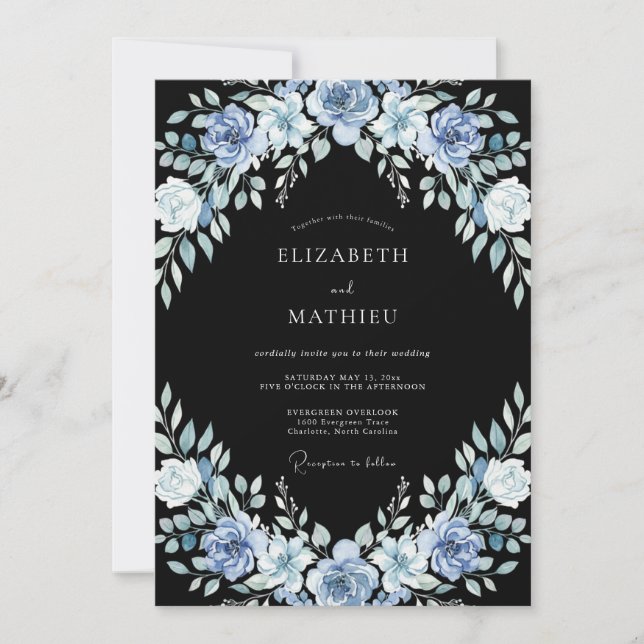 Black Refined Winter Wedding Invitation (Front)