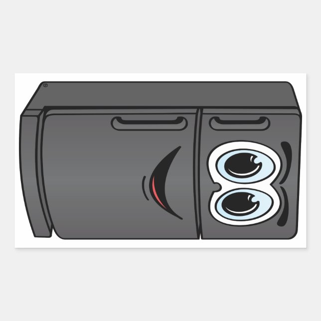 Black Refrigerator Cartoon Rectangular Sticker (Front)