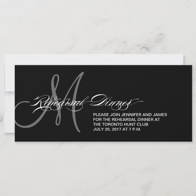 Black Rehearsal Dinner Invitation Monogram (Front)