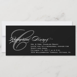 Black Rehearsal Dinner Invitation Monogram C