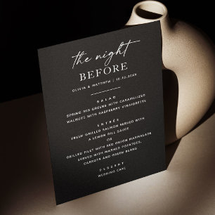 Black Rehearsal Dinner Modern The Night Before Menu