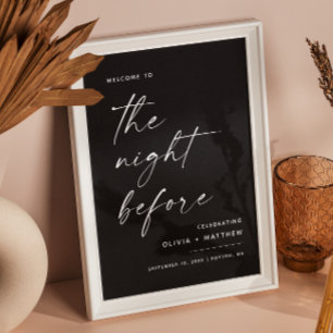 Black Rehearsal Dinner The Night Before Welcome Poster