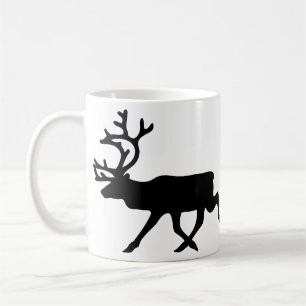 Black Reindeer / Caribou Silhouette Coffee Mug