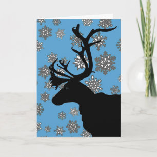 Black Reindeer with Snowflakes Holiday Card