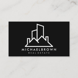 Black Rent House Home Roof Real Estate Business Card