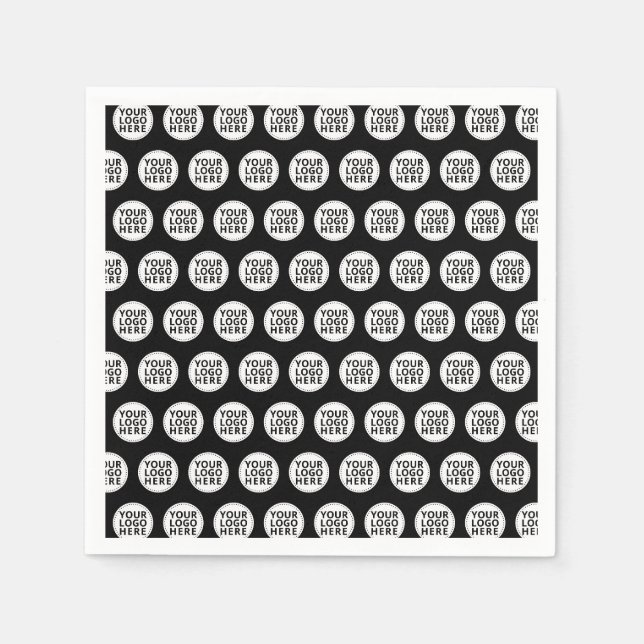 Black Repeating Business Logo Napkin (Front)