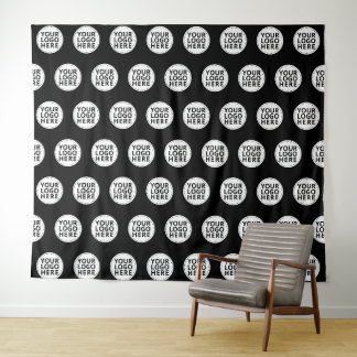 Black Repeating Business Logo Tapestry