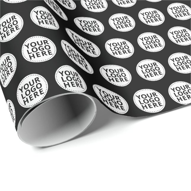 Black Repeating Business Logo Wrapping Paper (Roll Corner)