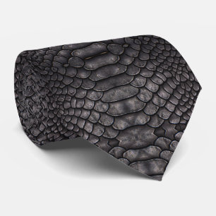 Black Reptile  Print neck tie