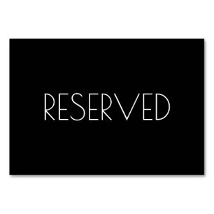 Black Reserved Seating Card Both Sides
