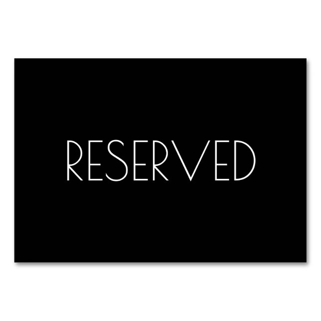 Black Reserved Seating Card Both Sides (Front)