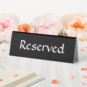 Black Reserved Table Sign
