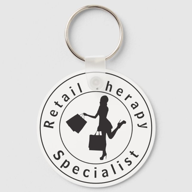 Black Retail Therapy Specialist Keychain (Front)