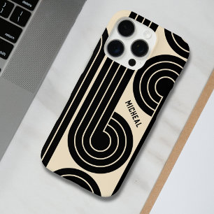 Black Retro Abstract Lines  iPhone 16 Pro Case