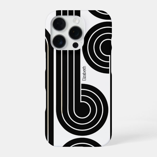 Black Retro Abstract Lines  iPhone Case (Back)