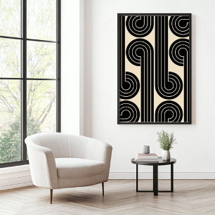 Black Retro Abstract Lines  Poster
