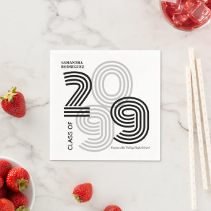 Black Retro Big Numbers Class of Napkin