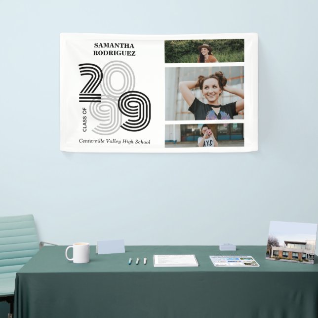 Black Retro Big Numbers Class of Senior Photo Banner (Tradeshow)