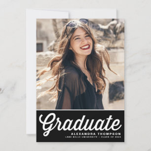 Black Retro Bold Typography Graduation Invitation