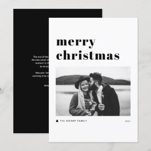 Black Retro Bold Typography Merry Christmas Photo Holiday Card