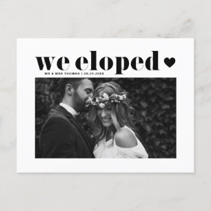 Black Retro Bold Typography Wedding Elopement Postcard