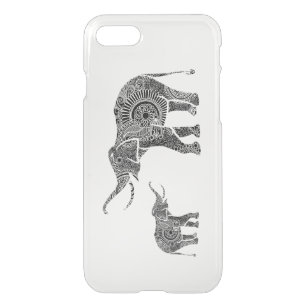 Black Retro Floral Elephant iPhone SE/8/7 Case