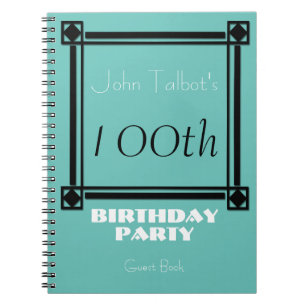 Black retro frame 100th Birthday Party Guest Book