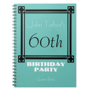 Black retro frame 60th Birthday Party Guest Book