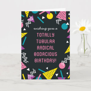 Black Retro Funny 80s Slang Birthday Card