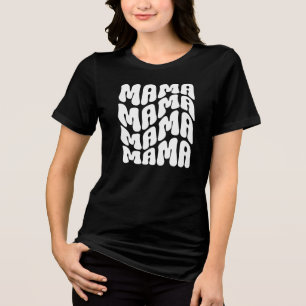 Black Retro Groovy Cute Mama Mothers Day Mum Tri-Blend Shirt