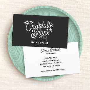 Black Retro Hair Stylist Scissors Business Card