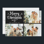 Black Retro Merry Christmas Family Photo Collage Holiday Card<br><div class="desc">Celebrate the season with a Retro Black and White Merry Christmas holiday card! This stylish and chic design blends elegant, trendy elements with a classic touch. Perfect for sharing Christmas vibes with family and friends, this template allows you to create your own personalised card. Add your favourite family photo and...</div>