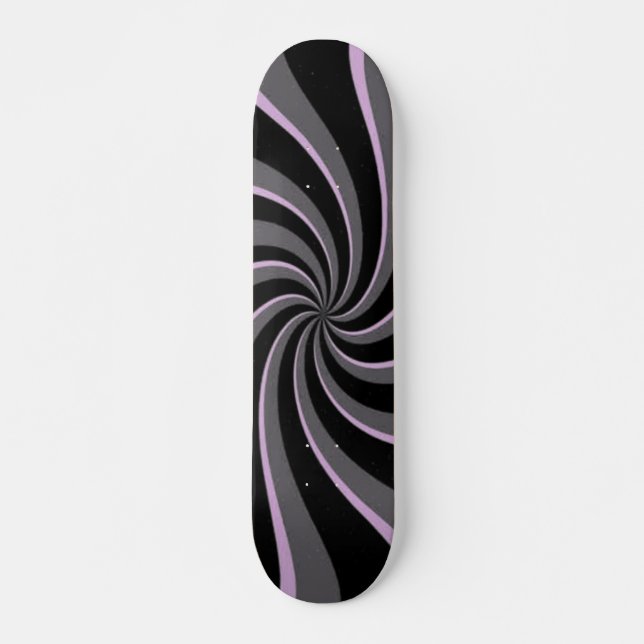 Black Retro Swirls Skateboard (Front)