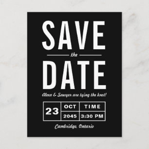 Black Retro Typography Navy Save the Date Announcement Postcard