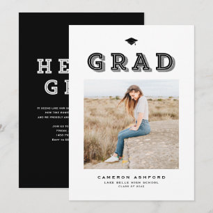 Black Retro Typography Photo Graduation Announcement