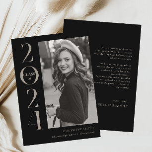 Black Retro Typography Photo Graduation Announcement