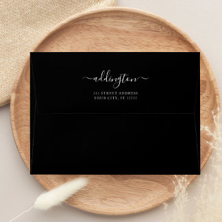 Black Return Address Handwritten Wedding 5x7 Envelope