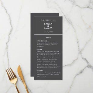 Black Reverse Ampersand Wedding Elegant Menu