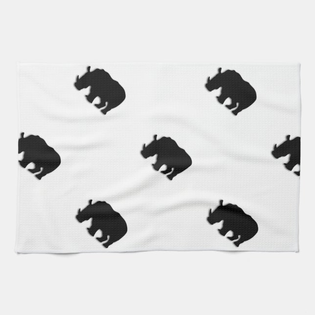 Black Rhino Tea Towel (Horizontal)