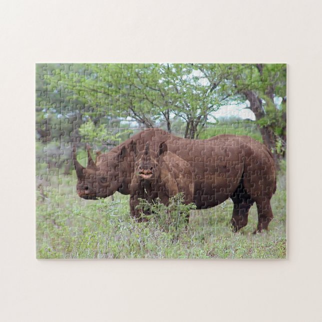 Black Rhino with Calf Jigsaw Puzzle (Horizontal)
